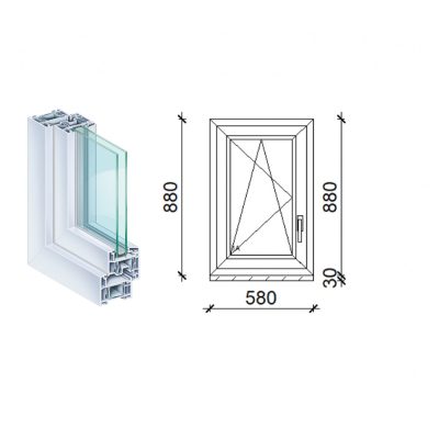   Kömmerling 60x90 műanyag bukó-nyíló ablak 2 rétegű üveggel