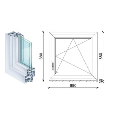   Kömmerling 90x90 műanyag bukó-nyíló ablak 2 rétegű üveggel