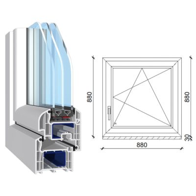  Decco 71 műanyag bukó-nyíló ablak 3 rétegű üveggel 90x90