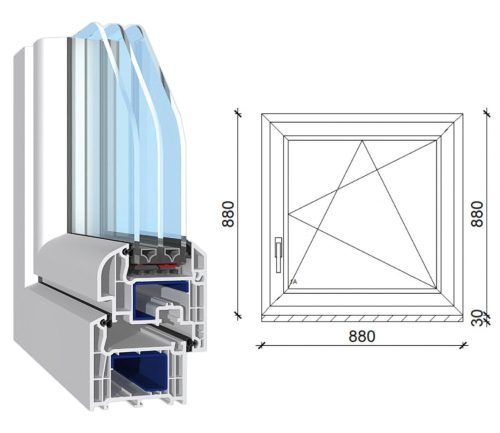 Decco 71 műanyag bukó-nyíló ablak 3 rétegű üveggel 90x90