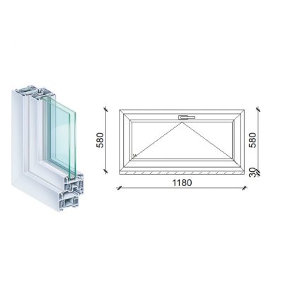 Kömmerling 120x60 műanyag bukó ablak 2 rétegű üveggel