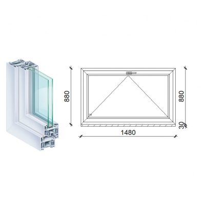 Kömmerling 150x90 műanyag bukó ablak 2 rétegű üveggel
