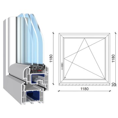   Decco 71 műanyag bukó-nyíló ablak 3 rétegű üveggel 120x120