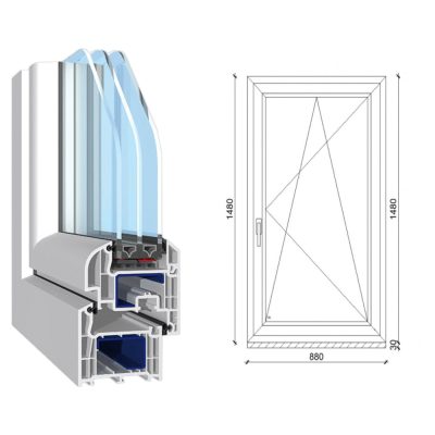   Decco 71 műanyag bukó-nyíló ablak 3 rétegű üveggel 90x150