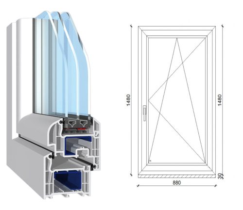 Decco 71 műanyag bukó-nyíló ablak 3 rétegű üveggel 90x150