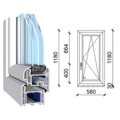   Decco 71 műanyag bukó-nyíló ablak 3 rétegű üveggel 60x120