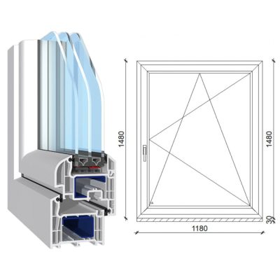   Decco 71 műanyag bukó-nyíló ablak 3 rétegű üveggel 120x150