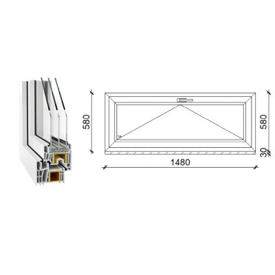 Decco 83 műanyag bukó ablak 3 rétegű üveggel 150x60 