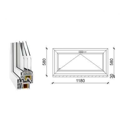 Decco 83 műanyag bukó ablak 3 rétegű üveggel 120x60