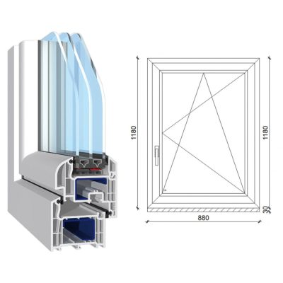   Decco 71 műanyag bukó-nyíló ablak 3 rétegű üveggel 90x120