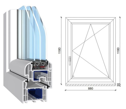 Decco 71 műanyag bukó-nyíló ablak 3 rétegű üveggel 90x120