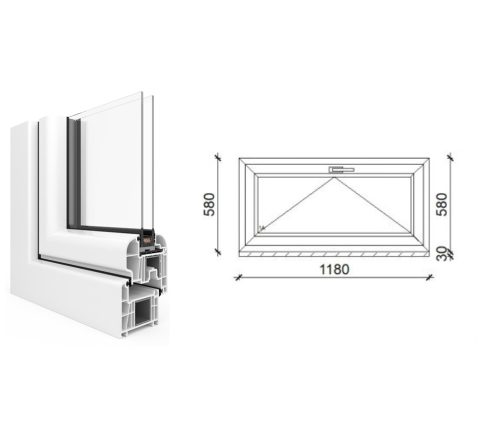 Arkitek 120x60 műanyag bukó ablak 2 rétegű üveggel
