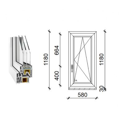   Decco 83 műanyag bukó-nyíló ablak 3 rétegű üveggel 60x120