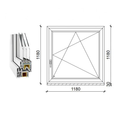  Decco 83 műanyag bukó-nyíló ablak 3 rétegű üveggel 120x120