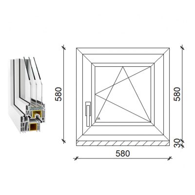   Decco 83 műanyag bukó-nyíló ablak 3 rétegű üveggel 60x60 
