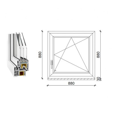   Decco 83 műanyag bukó-nyíló ablak 3 rétegű üveggel 90x90