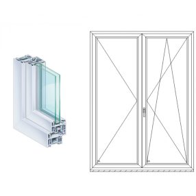 KÖMMERLING KÉTSZÁRNYAS BUKÓ-NYÍLÓ+NYÍLÓ TERASZAJTÓK ÁTMENŐZÁRRAL